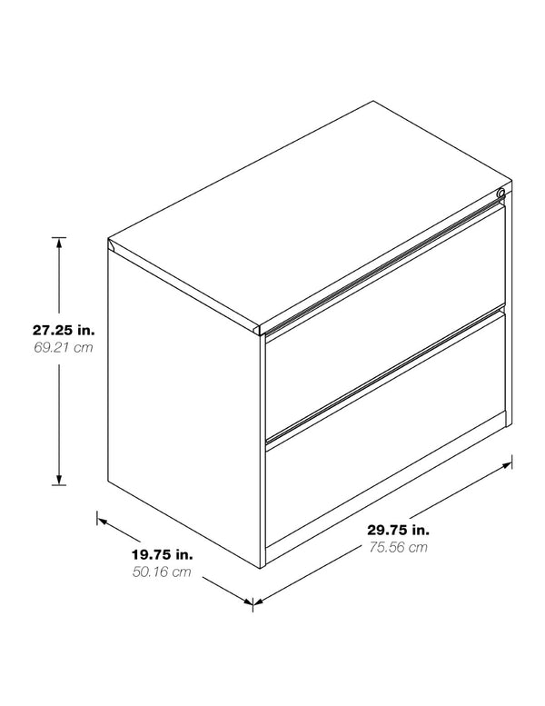 OSP Home Furnishings 30" Wide Lateral File Cabinet with 2 Locking Drawers for Legal and Letter Office Storage White LF230-WH