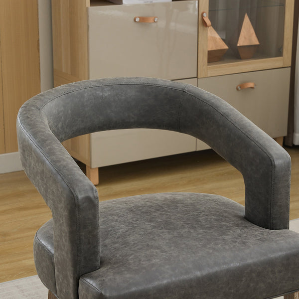 English Elm 25.79" Wide Modern Barrel Accent Chair - Gray Pu Upholstered With Weathered Wood Legs For Any Space W3118P254207