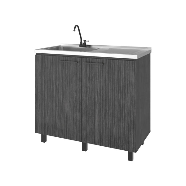 English Elm Utility Sink Base Cabinet with Two Doors Shelved Storage White Oak Laundry Room B097S00264