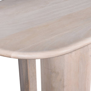 English Elm Living Oval Mango Wood Console Table 58"L x18"W x30"H — White Oak Finish, Durable Elegant Entryway Piece B2741S00233