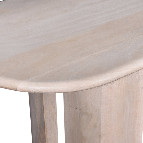 English Elm Living Oval Mango Wood Console Table 58"L x18"W x30"H — White Oak Finish, Durable Elegant Entryway Piece B2741S00233