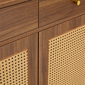 English Elm Multi-Functional Walnut Mdf Shoe Cabinet - Elegant Nordic & Industrial Design With Smart Storage Solutions W3226P278928