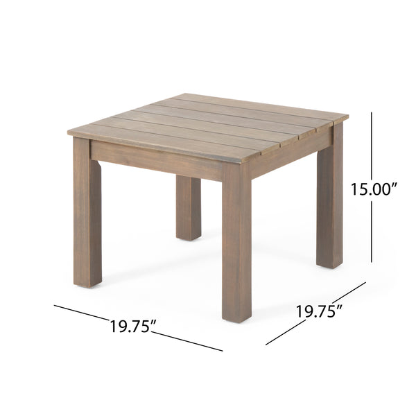 English Elm Christopher Knight Home® - TEMECULA Side Table Crafted from Durable Acacia Wood with Classic Slat Top, Stylish Outdoor Accent Piece Grey 66469.00GRY