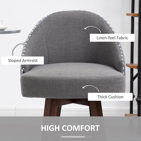 English Elm Homcom 26" Counter Height Bar Stools Set Of 2 - Elegant Dark Gray Linen, Swivel Seat & Footrest Design W2225P229462