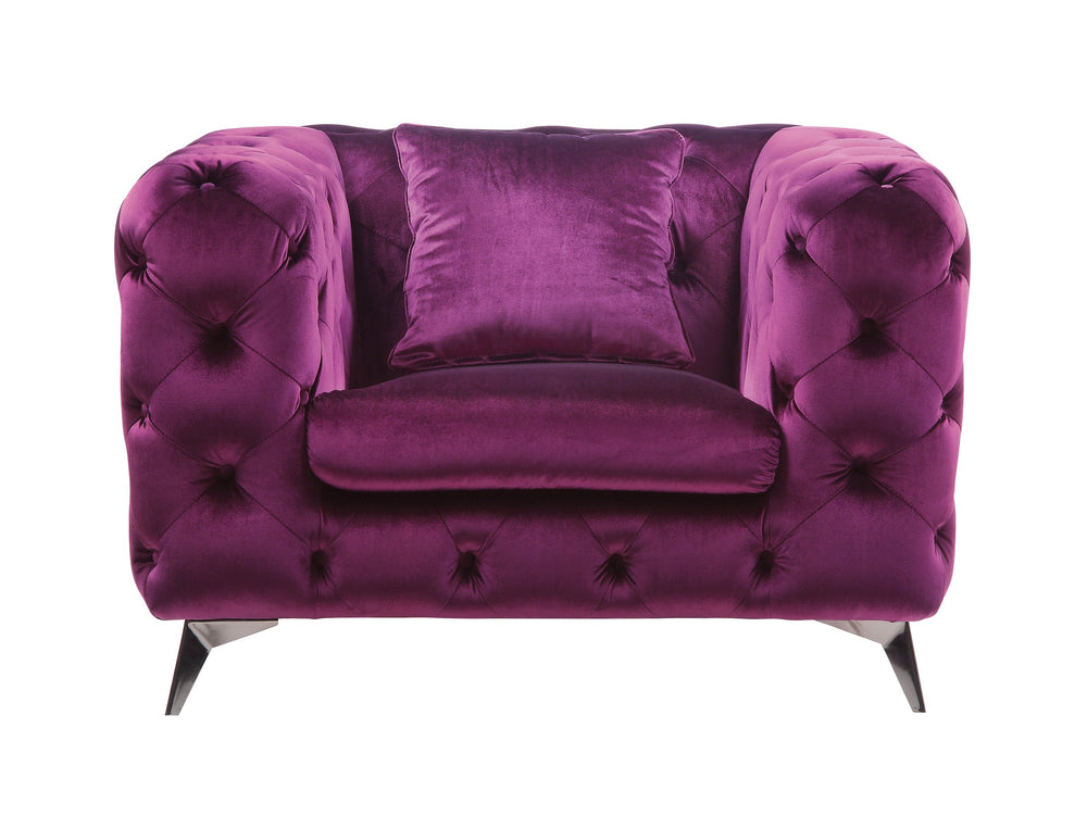 English Elm Atronia Purple Velvet Chair with Tufted Diamond Back, Pocket Coil Seat, Hardwood Frame, Modern Armrests B2726P270057