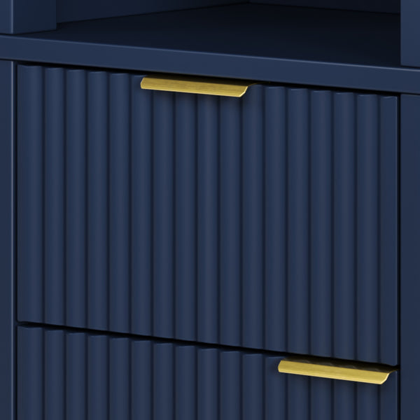 English Elm 68" Tall Fluted Freestanding Storage Cabinet with Drawer and Adjustable Shelf for Bathroom Blue N817P375218B