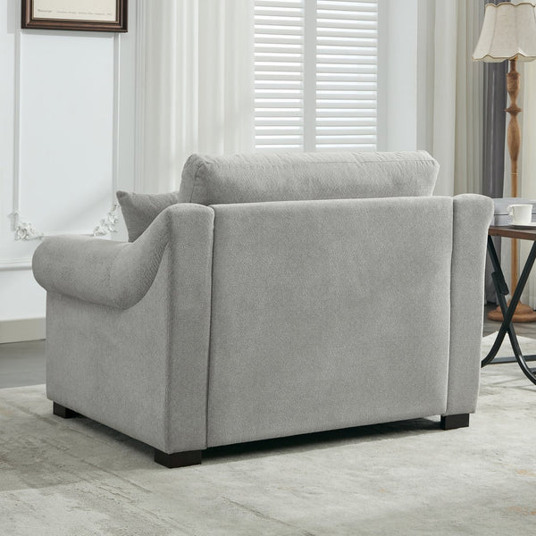 English Elm Modern Oversized Chenille Armchair with Wide Armrests, Removable Covers, Sturdy L-Shape Legs for Cozy Lounging Light Gray 38.5 L x 28 W x 15.75 H BS701P188662E
