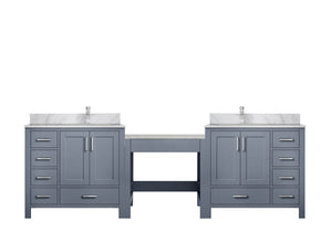 English Elm Dark Grey Double Bath Vanity With Carrara Marble Top & Chrome Faucets - Luxurious Storage Solution B2731S01185