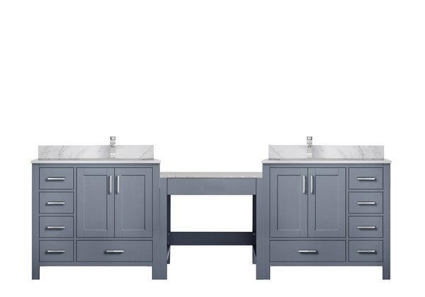 English Elm Dark Grey Double Bath Vanity With Carrara Marble Top & Chrome Faucets - Luxurious Storage Solution B2731S01185