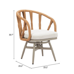 Zuo Modern Safal Swivel Dining Chair - Stylish Multicolor Design With Durable Outdoor Fabric & Rattan Weave Multicolor 100% Polyester,Aluminum,100% Polyethylene 704142-zuo-modern