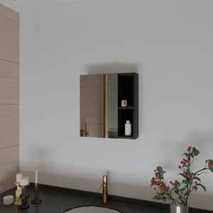 English Elm 1-Shelf Rectangle Medicine Cabinet Wengue Mirror — Compact Modern Storage, Sleek Black Tone Accent B06280245