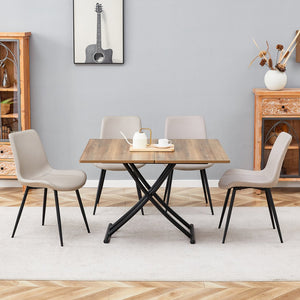 English Elm Table and Chair Set Adjustable Height Mdf Wood Grain Top with Four Pu Seats W1151S03996