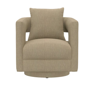 English Elm Wallace & Bay - Tan Swivel Chair — Contemporary Dark Khaki Fabric Accent Seat, Easy-Care, Compact 31.5"L x 31.5"W (95) B361P384442