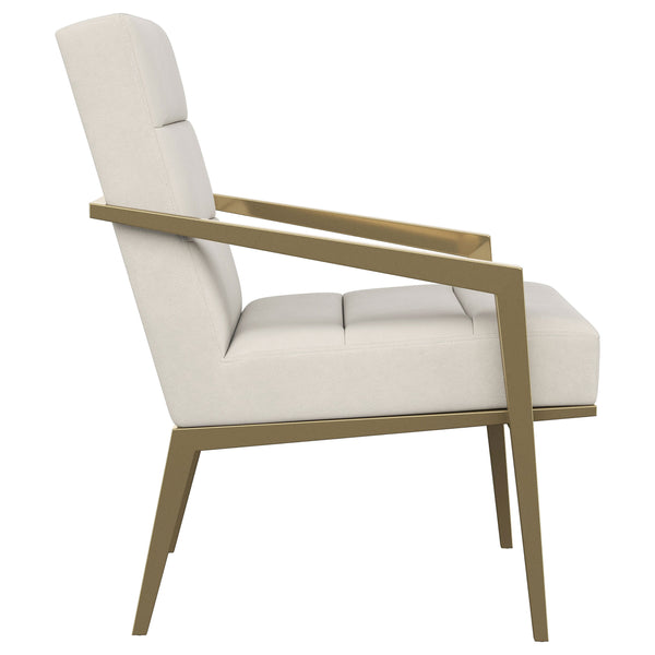 English Elm 1pc Bouclé Swivel Accent Chair with Channel Back, Plush Foam Seat, 360° Rotation, Modern Comfort Cream,Gold 30 L x 26 W x 29.5 H B011P308569