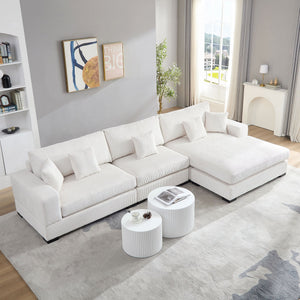 English Elm 148.03'' Mid Century Modern 4 Seat Sectional Sofa with Reversible Chaise for Living Room Beige W876S00327