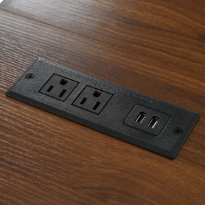 English Elm K&K 54.5" Farmhouse Kitchen Island with Drop Leaf, Built-In Power Station, Rolling Storage Cart Black N707P170349B