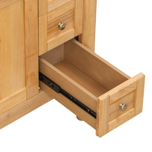 English Elm 36" Freestanding Bathroom Vanity Solid Wood Cabinet with Ceramic Sink and Soft Close Storage N729P300165N