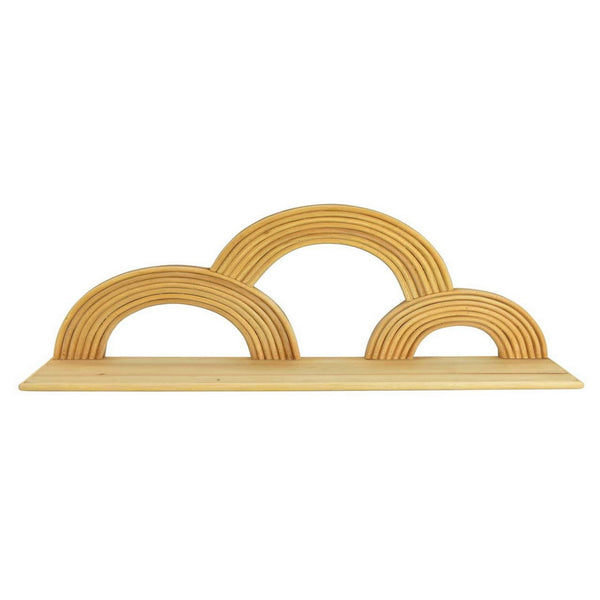 English Elm Dadi Sculptural Three Tier Semicircle Wood Wall Shelf Warm Brown Organic Display B056P416896