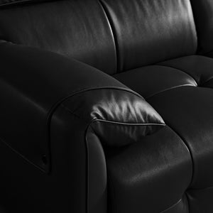 English Elm Genuine Top-grain Leather Three-seat Sofa with Reclining Backrests and Center Storage W1765S00130