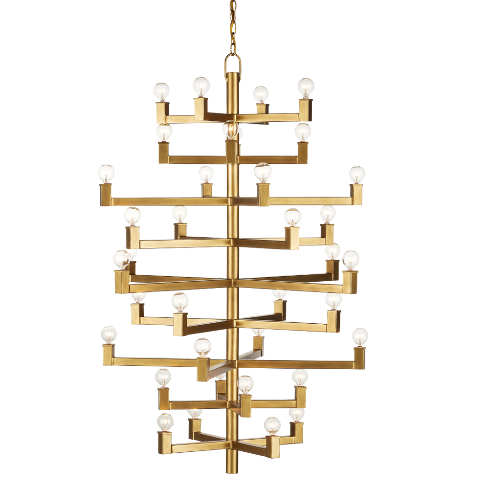 Andre Chandelier - Stunning Brass Modern Light Fixture with 36 Bulb Capacity for High Ceilings