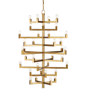 Andre Chandelier - Stunning Brass Modern Light Fixture with 36 Bulb Capacity for High Ceilings