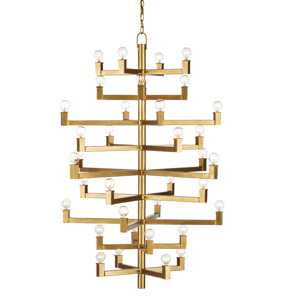 Andre Chandelier - Stunning Brass Modern Light Fixture with 36 Bulb Capacity for High Ceilings