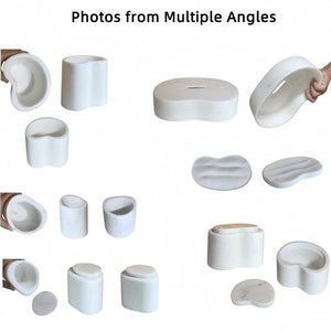 English Elm White Natural Marble Bathroom Accessory Set - 6-Piece Luxury Collection, Handcrafted Elegance, Unique Design W1696P262943-GIGA