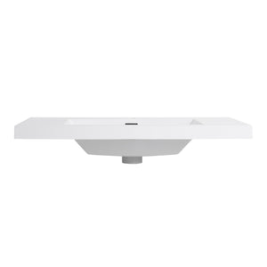 English Elm 36" Gloss White Resin Sink – Durable Modern 39.4x22.8x8.7 Vanity Top, Scratch-Resistant Elegant Basin W999P194853