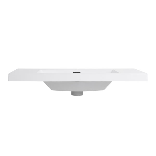 English Elm 36" Gloss White Resin Sink – Durable Modern 39.4x22.8x8.7 Vanity Top, Scratch-Resistant Elegant Basin W999P194853