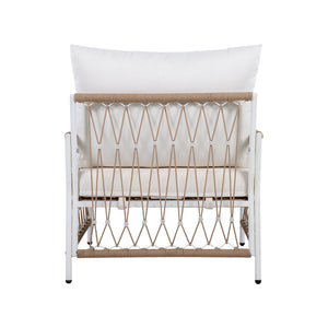 English Elm 3-piece Outdoor Bohemian Rope Lounge Set with Tempered Glass Table for Patio N767P306731B_N767P306732B