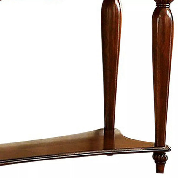 English Elm Traditional Elegant Sofa Table with Turned Legs and Carved Details, Open Shelf Storage, 48x16x27 Inch Cherry 19 L x 52 W x 8 H B011P356771
