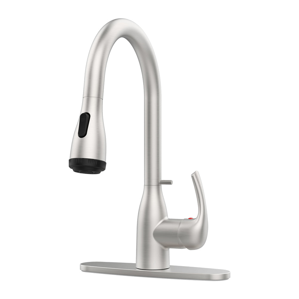 English Elm Kitchen Pull Down Faucet Brushed Nickel High Arc Sprayer for Farmhouse Bar Sinks T3177P289664