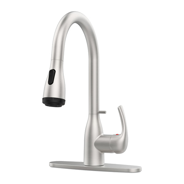 English Elm Kitchen Pull Down Faucet Brushed Nickel High Arc Sprayer for Farmhouse Bar Sinks T3177P289664