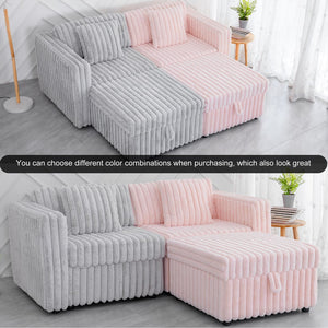 English Elm 106.3" Soft U-Shaped 4-Person Sofa With Ottoman – Modern Comfort, Storage & Style For Any Room W1767S00012