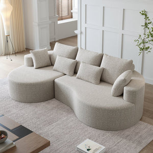 English Elm Modern Chenille Cloud Sectional Sofa Oversized 4 Seat Curved Couch for Living Room W834S00484