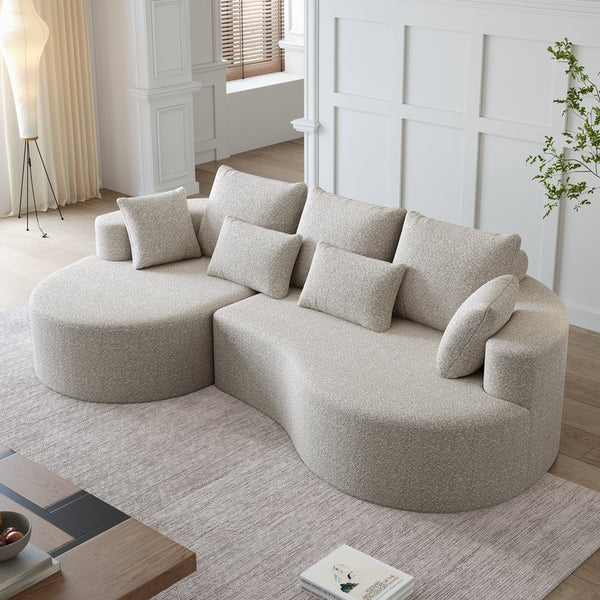 English Elm Modern Chenille Cloud Sectional Sofa Oversized 4 Seat Curved Couch for Living Room W834S00484