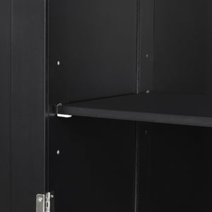 English Elm Tall Bathroom Storage Cabinet - Freestanding, Adjustable Shelf & Dual Drawer Design In Matte Black Finish N725P206895B-GIGA
