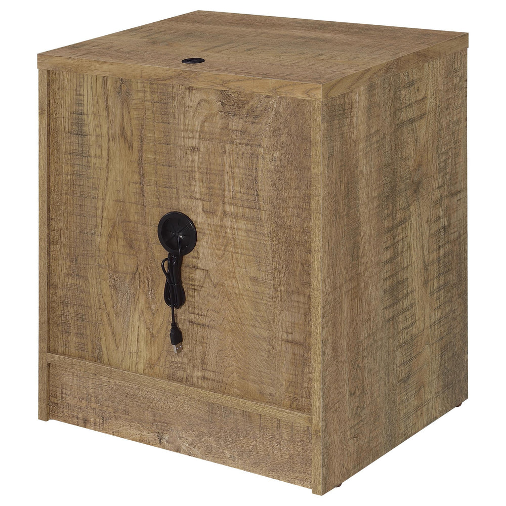 English Elm 1pc Modern Nightstand with Wood-Grain Finish, Two Spacious Drawers, Dual USB-A/C Charging & LED Motion Light Mango color,Oak 27.5 L x 21.75 W x 7.25 H B011P337720