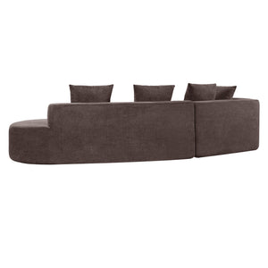 English Elm 116" Curved Sectional Sofa Pearl Fabric Chaise Frameless Sponge Contemporary Living Room Brown N767P388359B