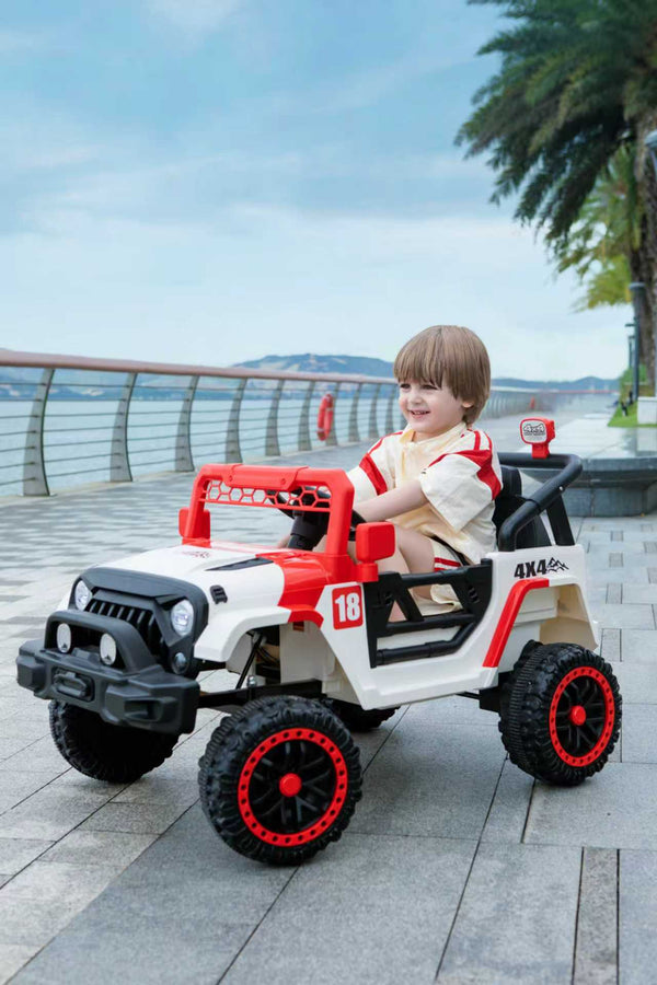 English Elm 12v Ride on Toddler Car with Remote Control Spring Suspension and Off Road 4x4 Drive White+Red W3822P371942