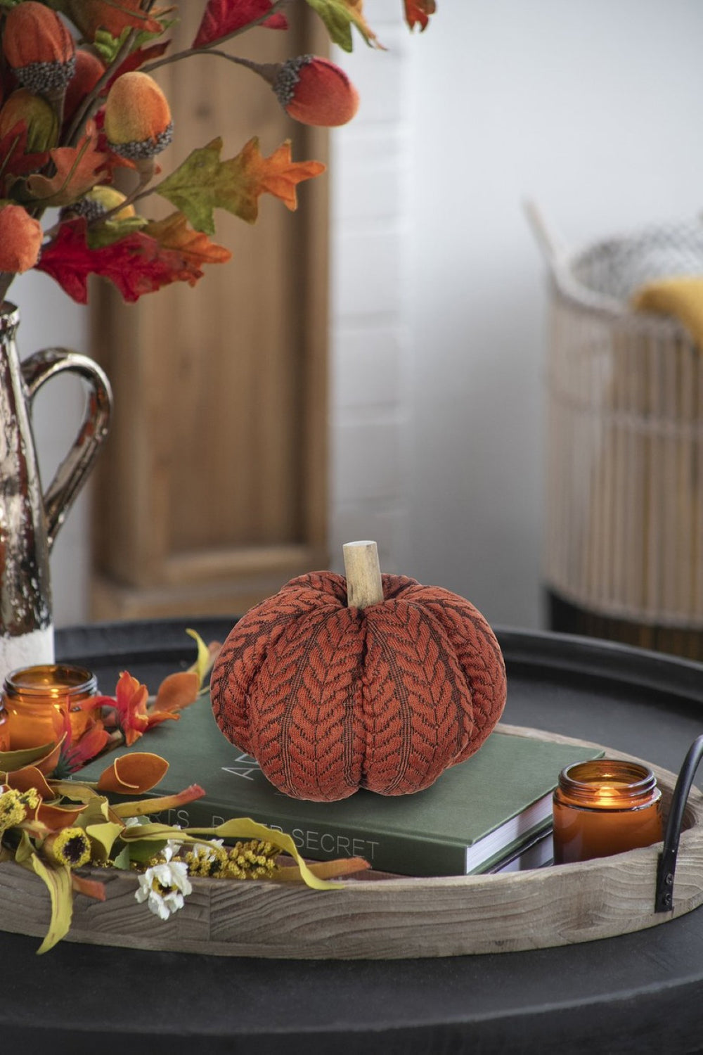 English Elm Set Of 2 Orange Fabric Pumpkins – Cozy Autumn Decor For Thanksgiving, Harvest Festivals & Home Styling W2078P375842-GIGA