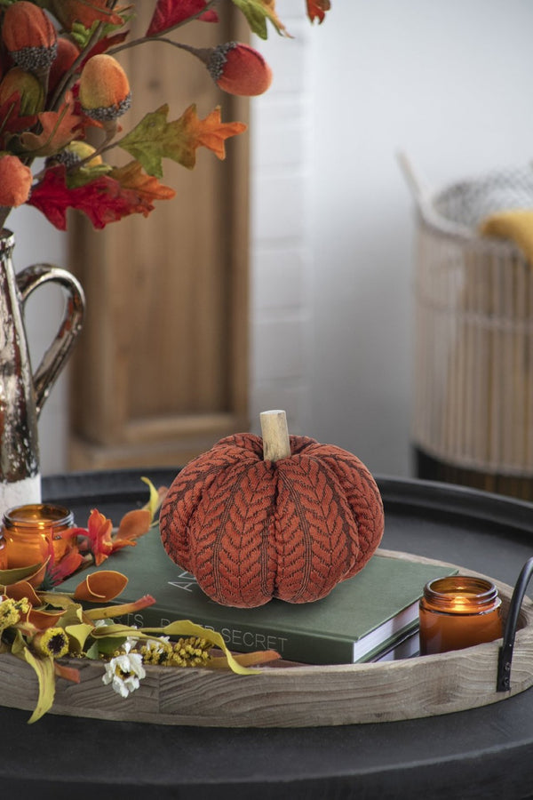 English Elm Set Of 2 Orange Fabric Pumpkins – Cozy Autumn Decor For Thanksgiving, Harvest Festivals & Home Styling W2078P375842-GIGA