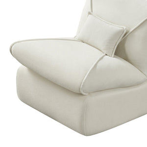 English Elm Compressed Lounge Chair with Ottoman - Space-Saving Chenille Upholstered Sofa, High-Density Foam Comfort Beige W1036P251827