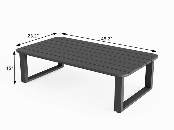 English Elm Fr-coffce-table Outdoor Aluminum Slatted Low Profile Patio Coffee Table Uv Resistant W5382P443777