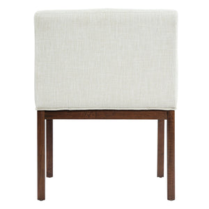 English Elm Modern Upholstered Arm Dining Chair Set Rubberwood Legs Foam Padded High Back Beige+Brown N768P396376D
