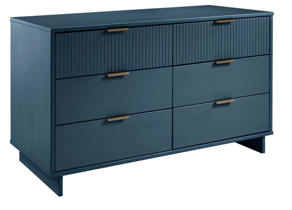 English Elm Granville 55" Dresser In Midnight Blue - Stylish 6-Drawer Storage With Glam Hardware & Modern Design B365S00089