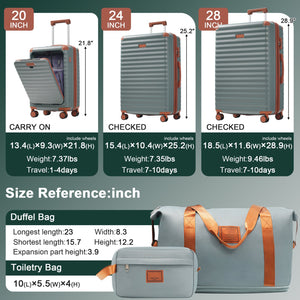 English Elm Luggage 5 Piece Abs Hardshell Travel Set with Usb Port Spinner Wheels and Tsa Lock Grey Green N732P265290Y