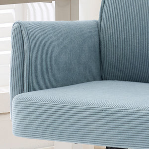 English Elm Mid-back Striped Fabric Office Chair with Gold Base Ergonomic Memory Foam Lumbar Blue W2311P420444