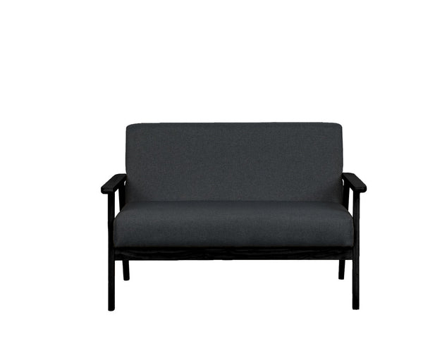 English Elm Bari Mid-century Modern Loveseat with Espresso Wood Arms and Foam Cushion Support Dark Gray B2749P413363