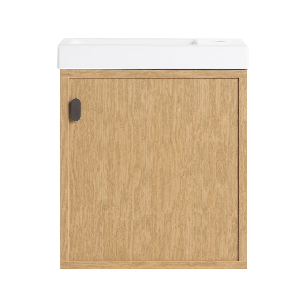English Elm 18.5" Stylish Wall-Mounted Bathroom Vanity With Durable Resin Sink, Soft-Close Door, Space-Saving Design W1972P362138
